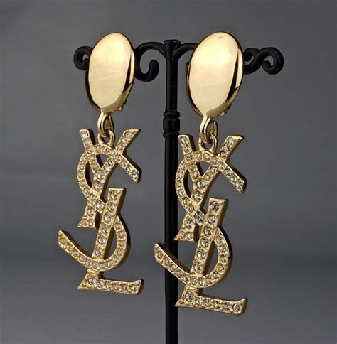 ysl earrings logo|ysl rhinestone earrings.